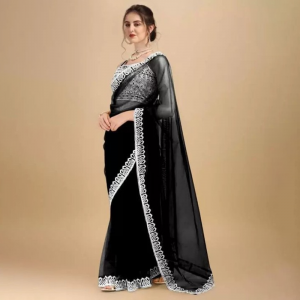 Embroidered Net Saree
